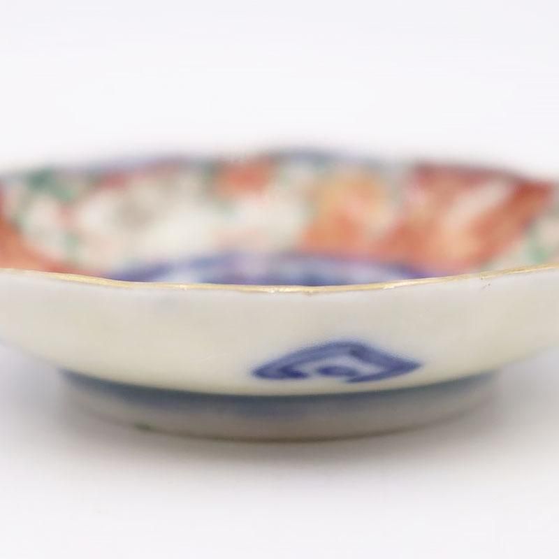 手描き色絵豆皿 手塩皿 伊万里焼アンティーク直径8cm高さ2cm