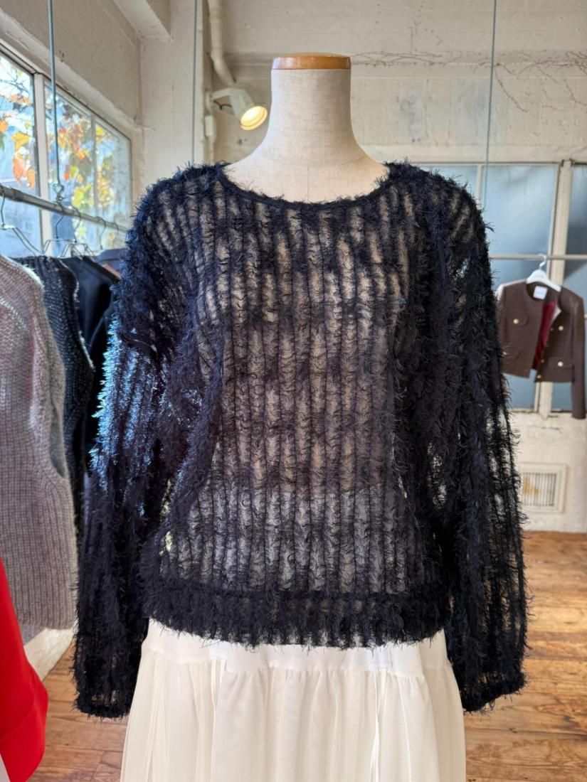 チュールシャギープルオーバー【ネイビー】