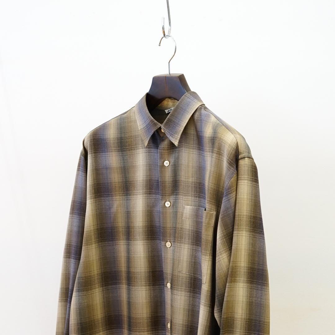 AURALEE (オーラリー) Super Light Wool Check Shirt(A25AS01LC)/Brown
