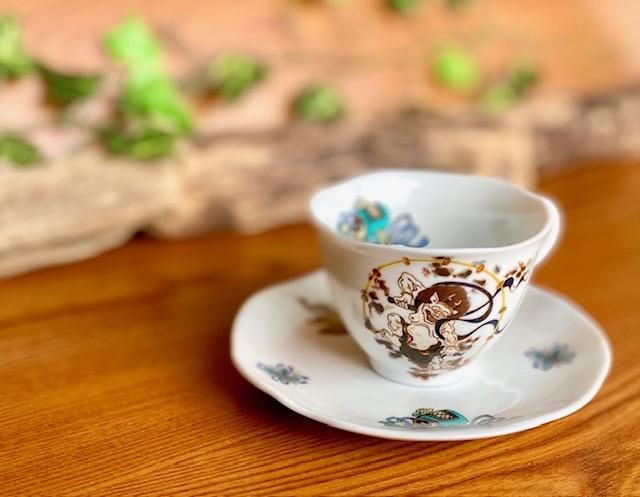 九谷焼 コーヒーカップ カップ＆ソーサー 線紋-百華園