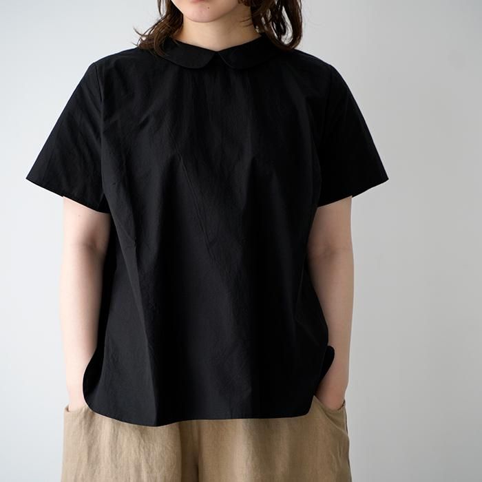 nuuno. ヌウノ 半袖丸襟ブラウス 黒 レディース ブラウス 靴通販 maqoo