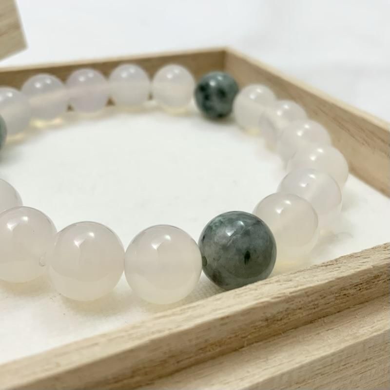 糸魚川翡翠/白めのう ブレスレット 】 国産 天然石 糸魚川翡翠 ひすい