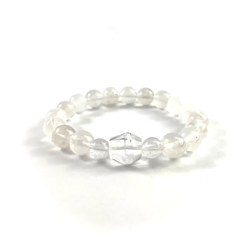 乙女鉱山水晶切子玉/黒平鉱山産水晶ブレスレット 10mm玉 】 乙女水晶