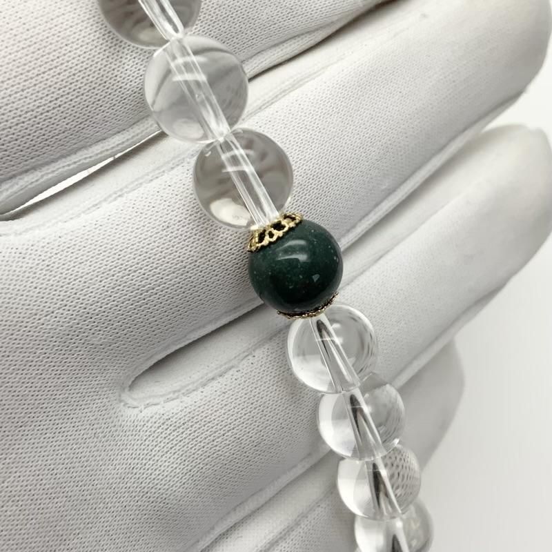 碧玉/水晶 ブレスレット 】 出雲石 国産 花仙山 青めのう 緑 限定品