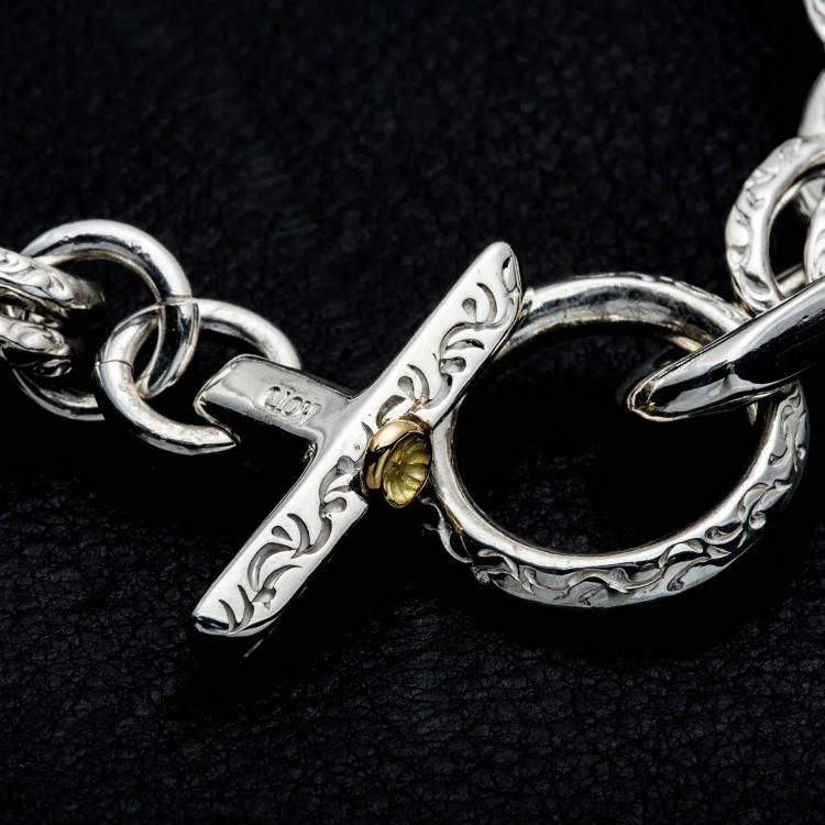 HIDEO MOTOIKE K18メタル付ウエダハンドメイドチェーンブレスレット