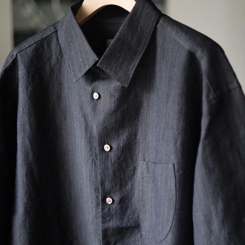 Gorsch】Wool Linen Wide Silhouette Collar Shirts - HUUKU