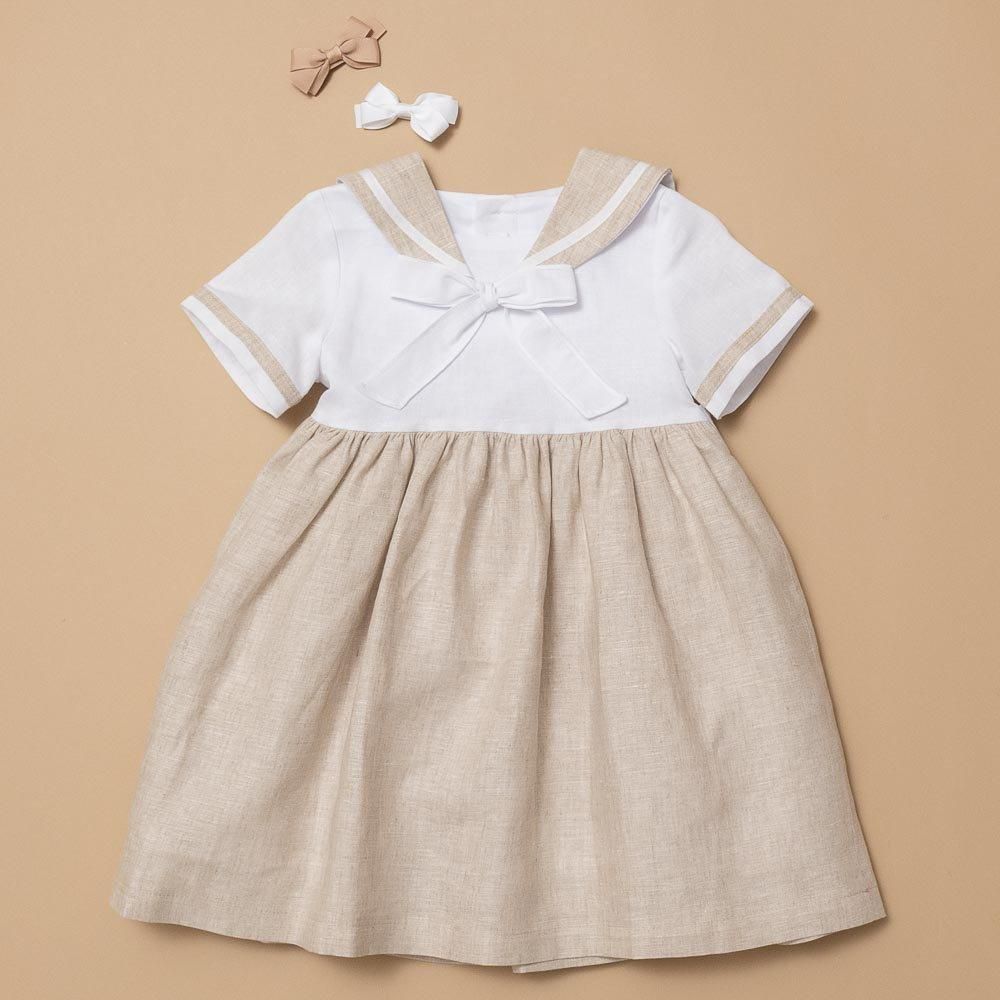 Amaia Kids - Olive sailor dress - Sand beige アマイアキッズ