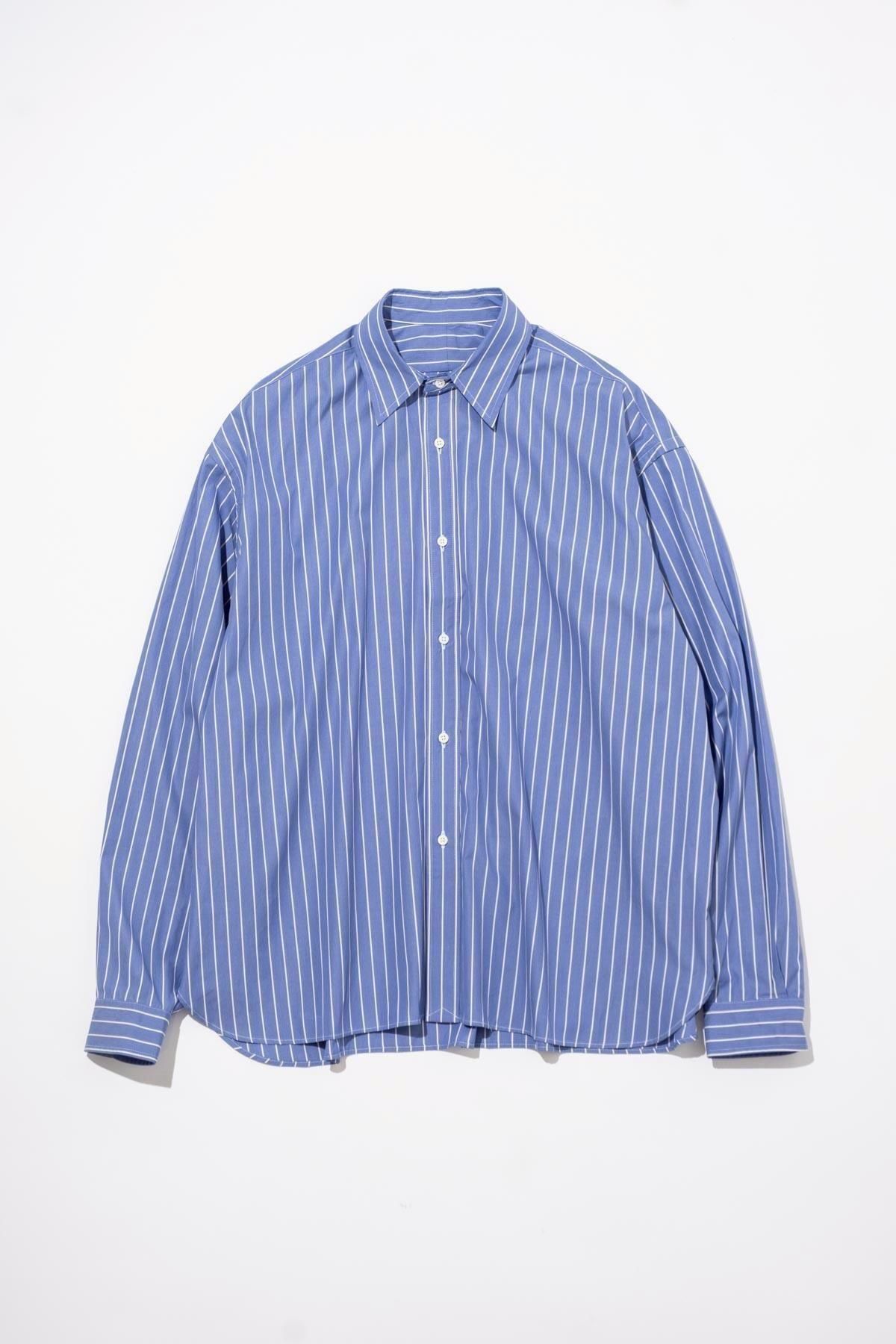 Sillage / wide shirt high count blue stripe - IMA:ZINEオンライン
