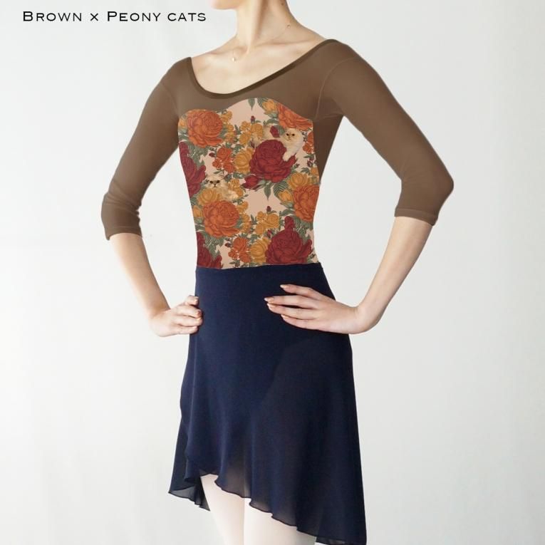 Peony cats】Sleeve design - Balletwear brand unoa