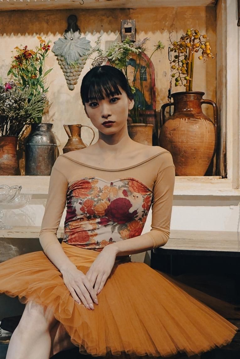 Peony cats】Sleeve design - Balletwear brand unoa