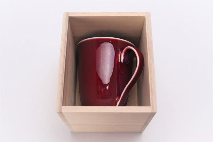 真右ェ門窯 辰砂 マグカップ(木箱付)