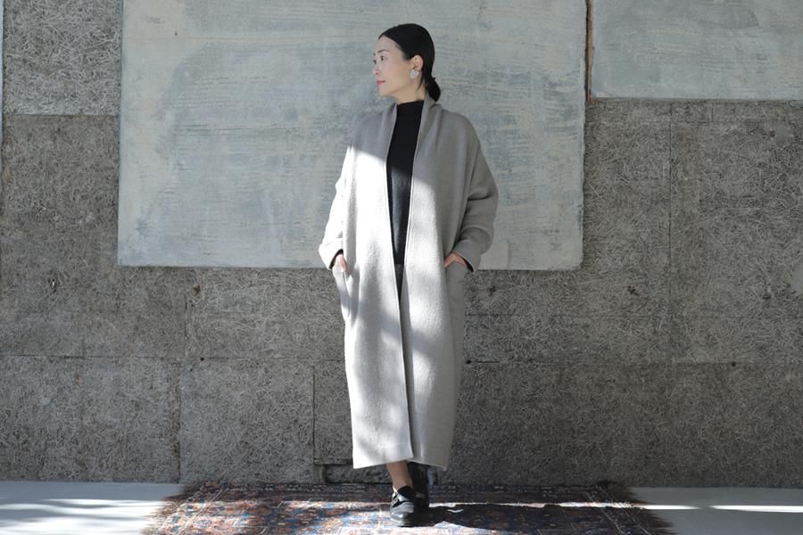 evam eva(エヴァム エヴァ) プレスウール ローブコート / press wool