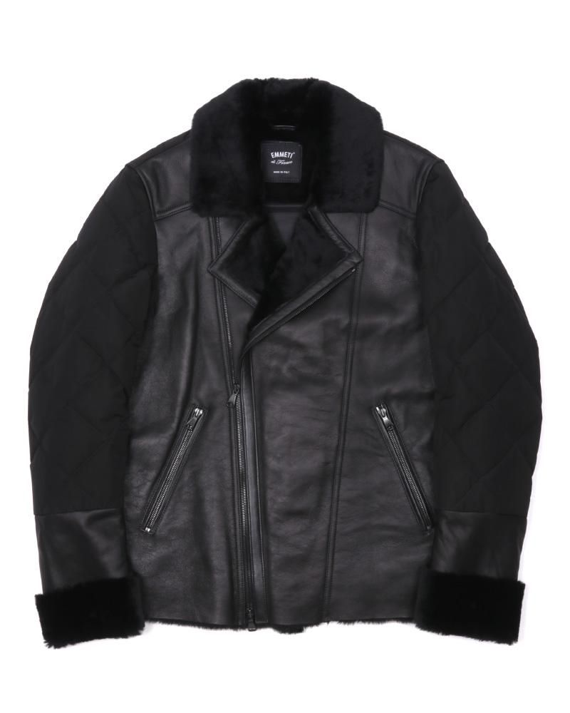 ムートンダウンライダースジャケット JACOPO SP MOUT M.LLO｜EMMETI