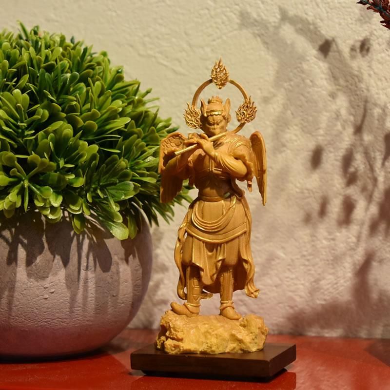 小仏】柘植迦楼羅王立像 金泥書 総高11cm