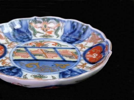 大聖寺伊万里 金襴手 竹笹に雀 桐に鳳凰図 豆皿