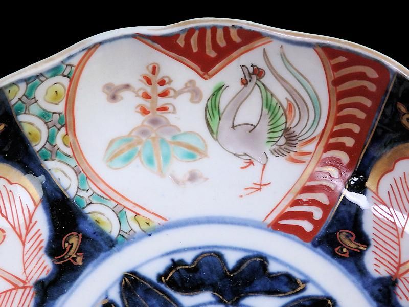 古伊万里 色絵 桐に鳳凰 花の図 膾皿 2客セット