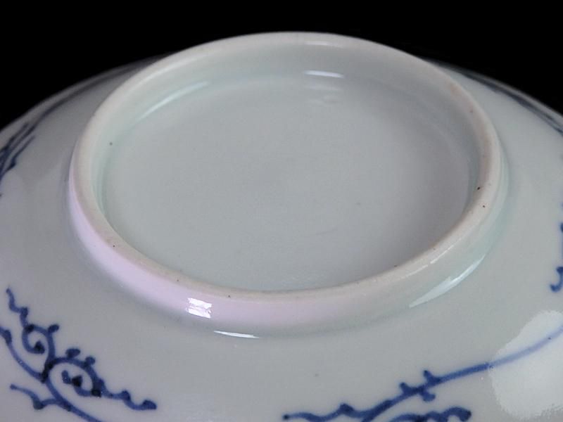 古伊万里 染付 朝顔にバッタ図 豆皿 手塩皿