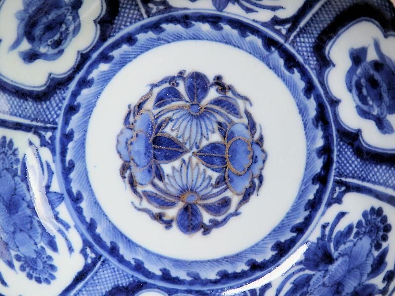 古伊万里 染付 花に獅子の図 膾皿 5枚セット