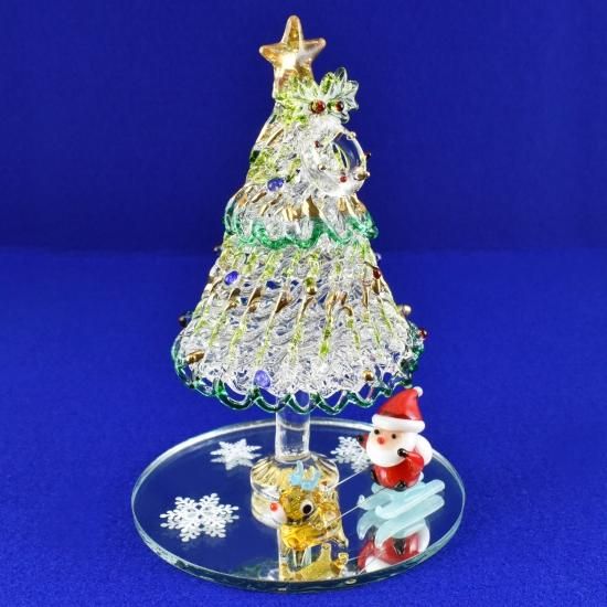 クリスマスガラス細工｜ソリ引きサンタツリーセット｜フォーカート