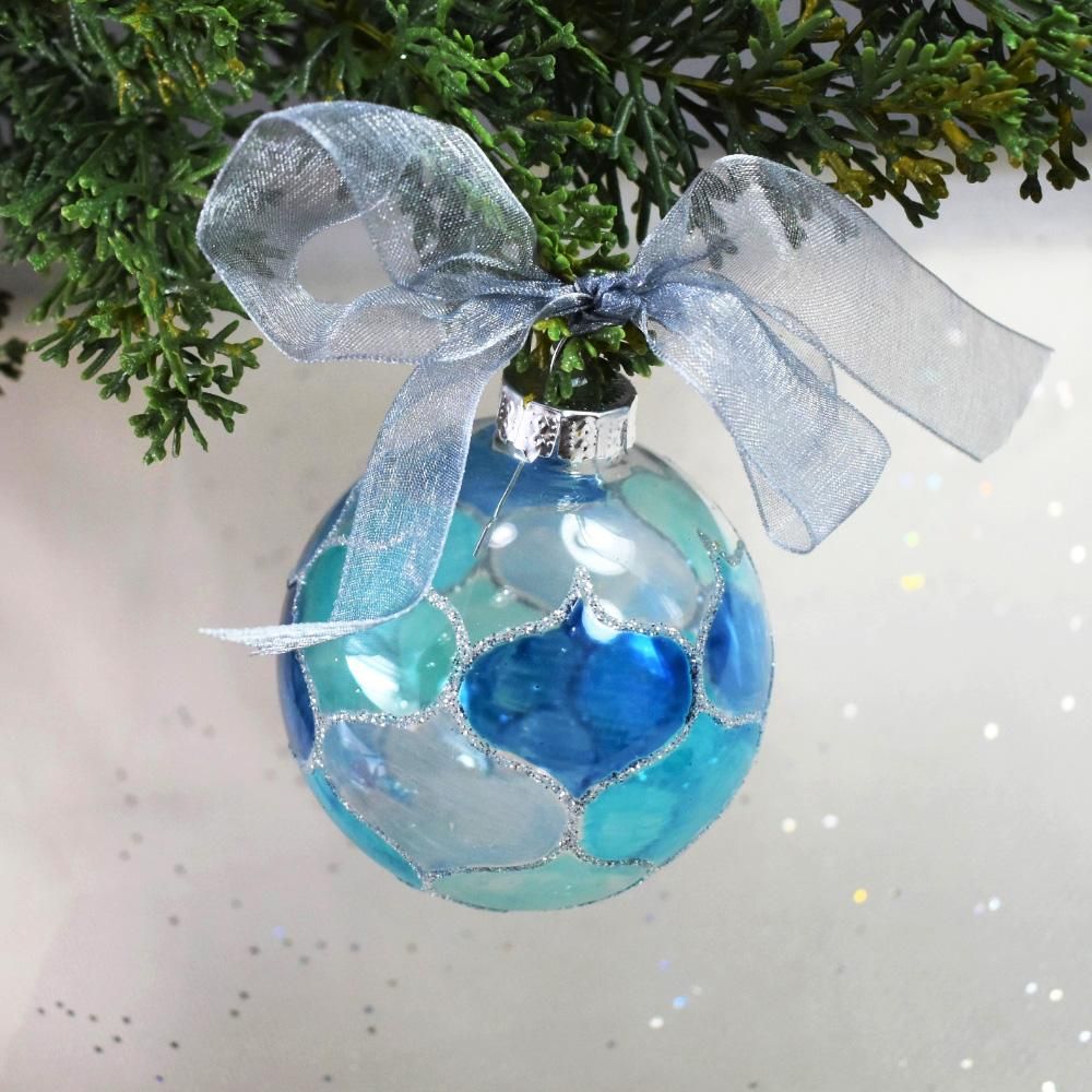 クリスマスガラス細工｜ステンドオーナメント：ウェーブBL｜フォー