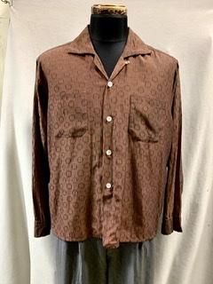 50s ドット 織り柄 水玉 光沢シャツ ヴィンテージ ロカビリー レーヨン