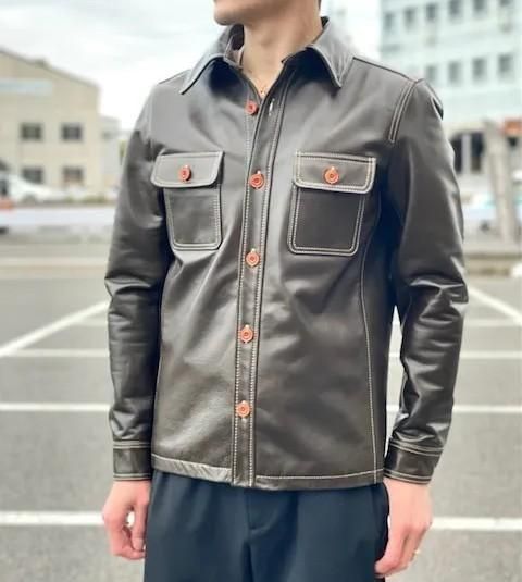 Y'2 LEATHER/ワイツーレザー】レザーシャツ/OS-11 OIL SOFT LEATHER
