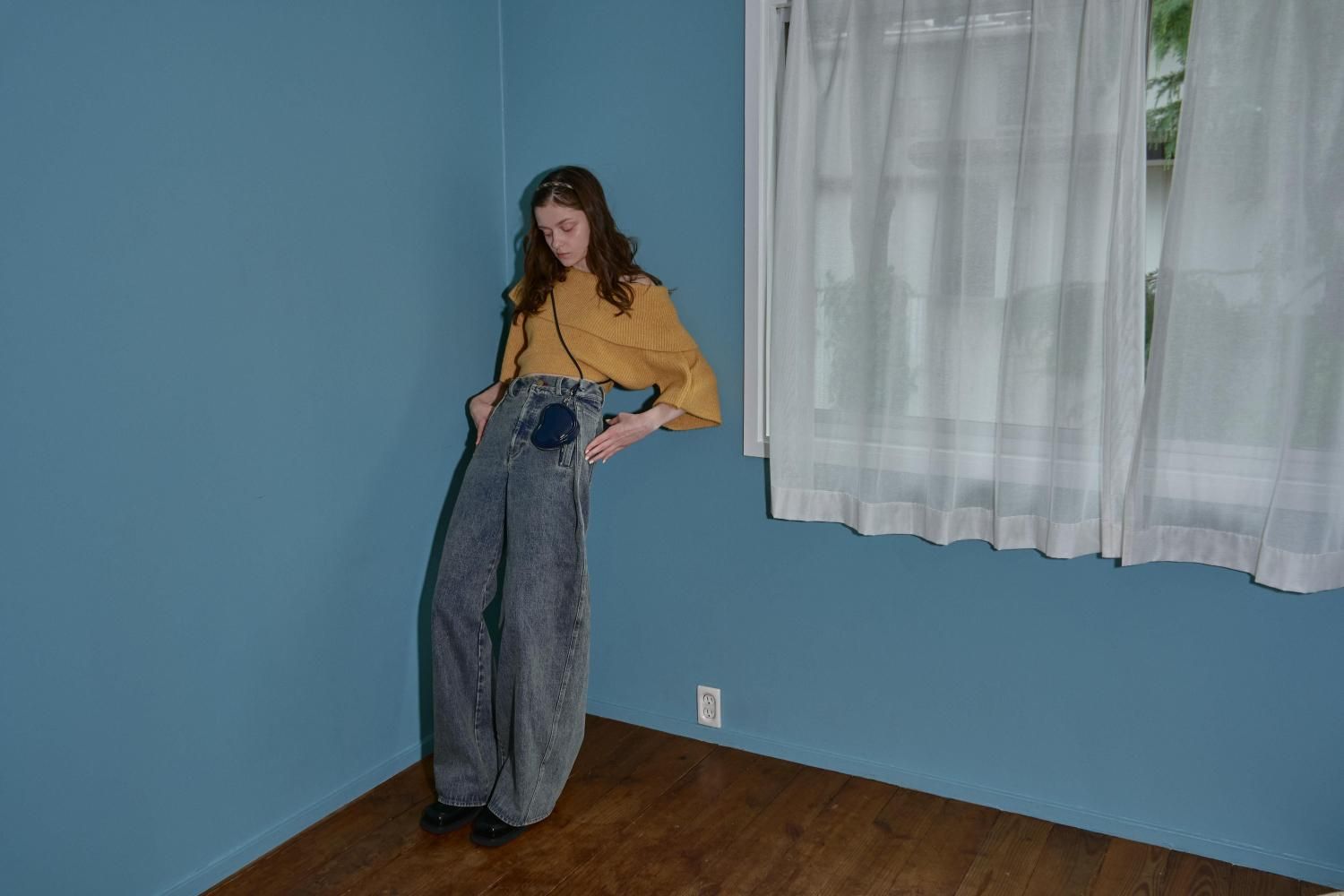 サイドタックデニムパンツ（BLUE） - PINUE