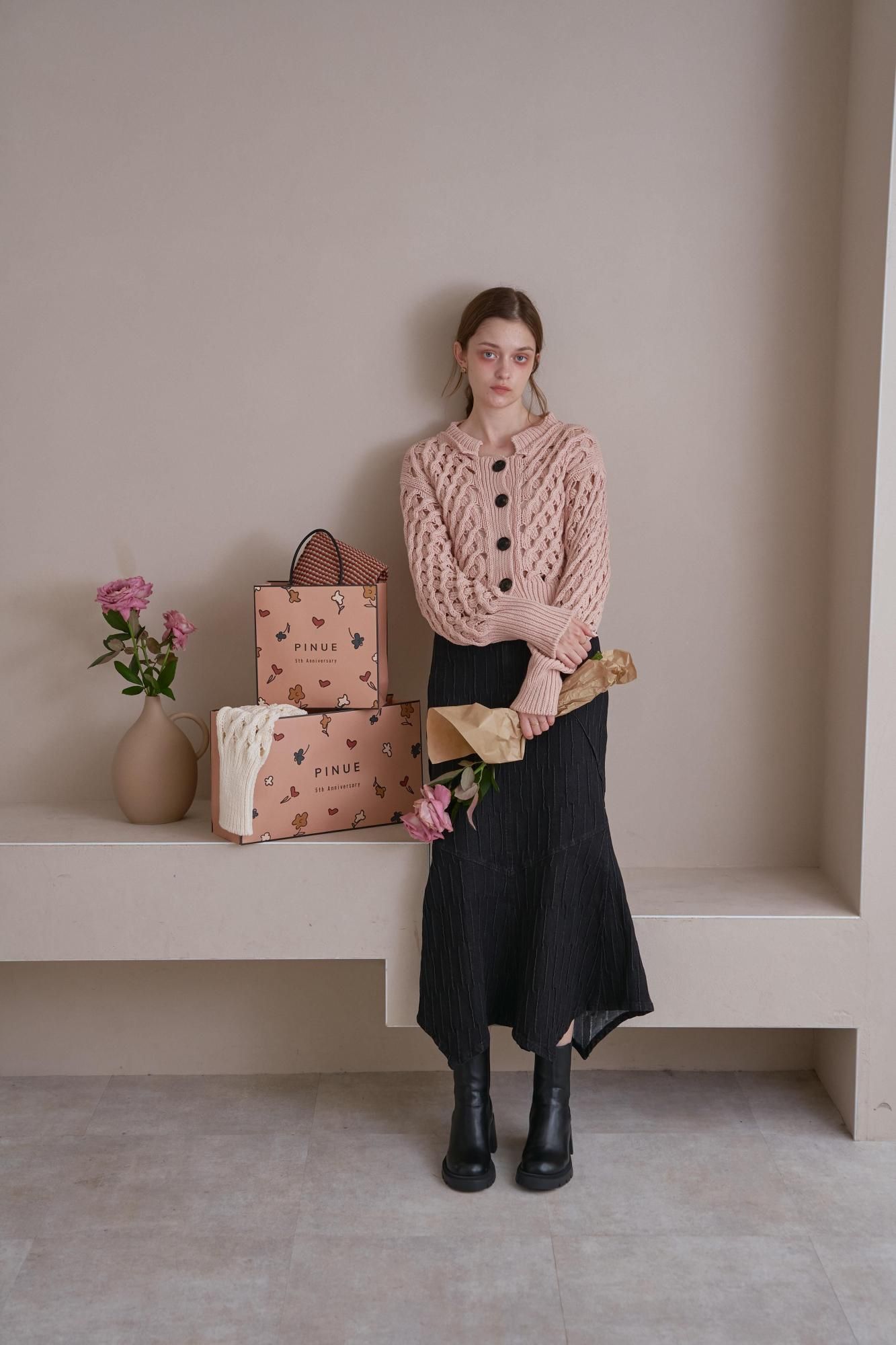 アップルパイニットカーディガン（PINK） - PINUE