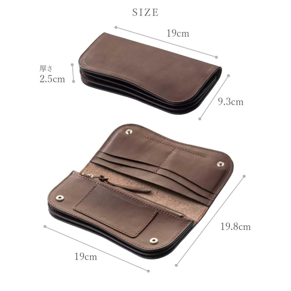 本革製 本ヌメ革二つ折り長財布「ミシバ トラッカーウォレット・ロング