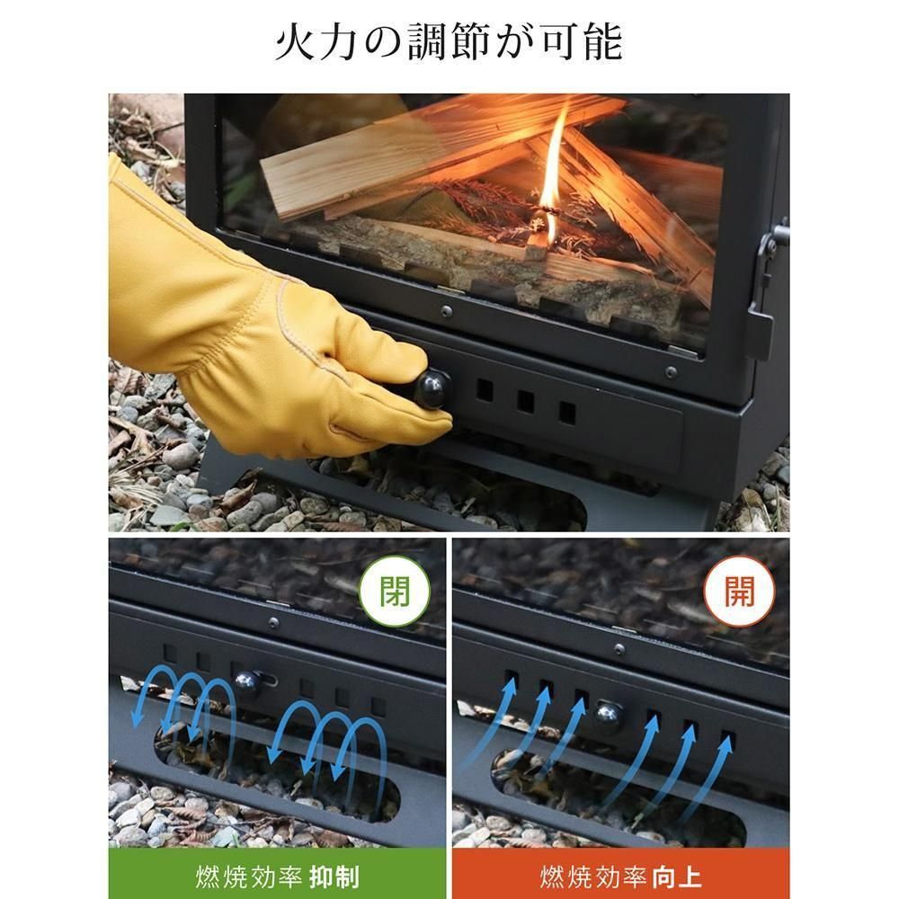 ワイドウィンドウ付きハンディー型薪ストーブ 煙突付き LandField LF