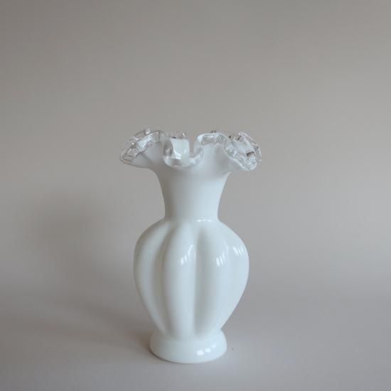 Vintage Fenton ruffle Silver Crest flower vase/ビンテージ
