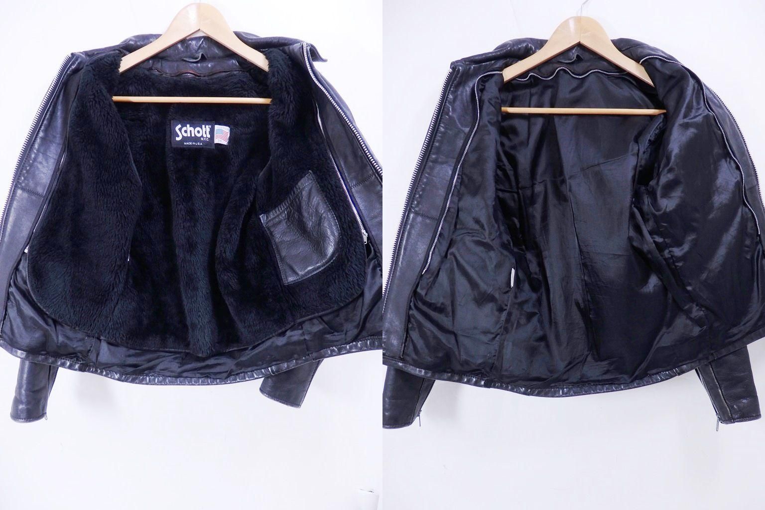 SCHOTT シングルライダースジャケット 34 黒 ショット 642 ライナー