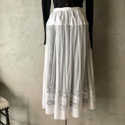 Antique Cotton Leavers Lace Skirt（アンティーク コットン リバー