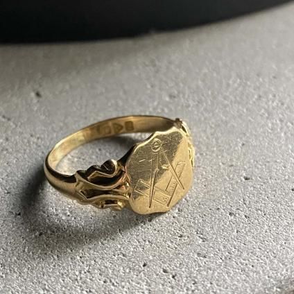 c.1916-17 18K Masonic Signet Ring（1916-17年 18金 メイソン