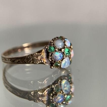 1870年 15金 オパール エメラルド リング（c.1870 15K Opal Emerald
