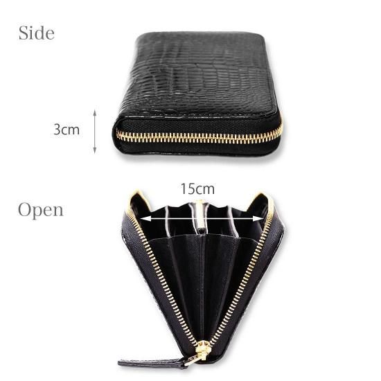 スモールクロコダイルシャイニングラウンドファスナー長財布ドミナンテ