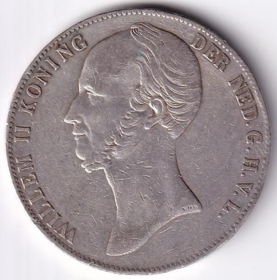 オランダ2・1/2ギルダー銀貨 ウィルヘルム2世 1845年 美品＋ 送料込