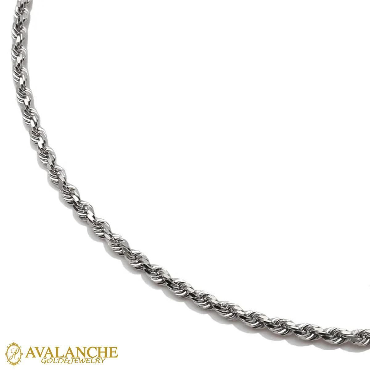 10K ホワイトゴールド ロープネックレス 幅2mm 40cm-60cm UKPH000004