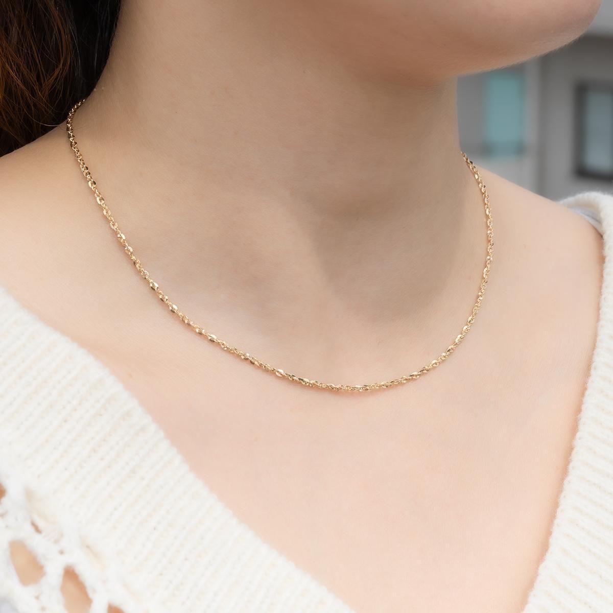 10K イエローゴールド ネックレス 幅2mm 40cm-60cm 250A2SFN