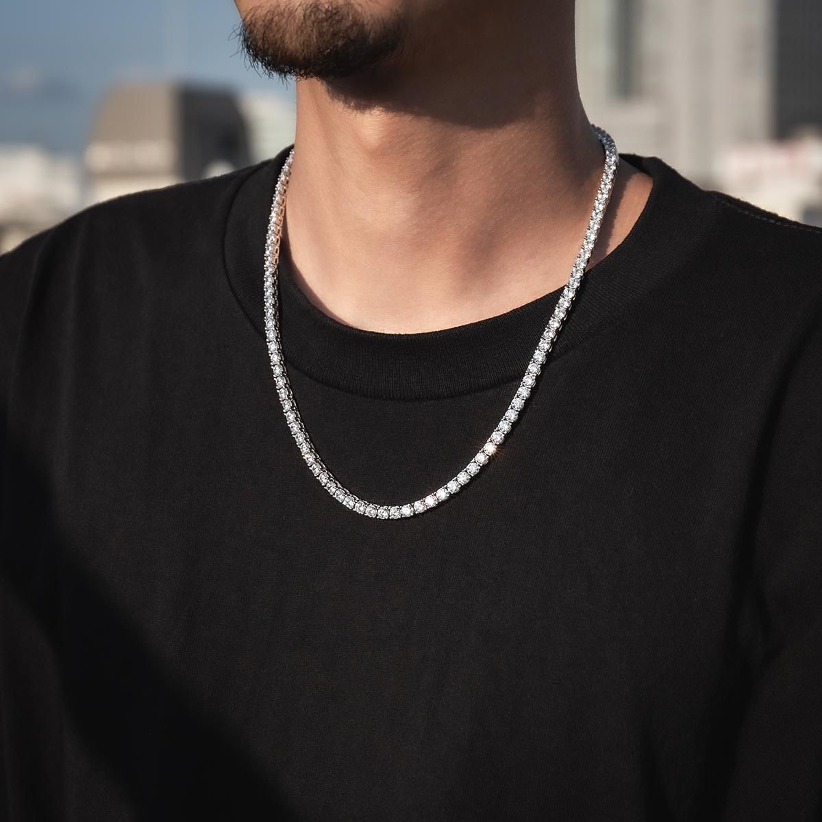 シルバー テニスネックレス 幅4mm 45cm-60cm AHNL-D001-4MM