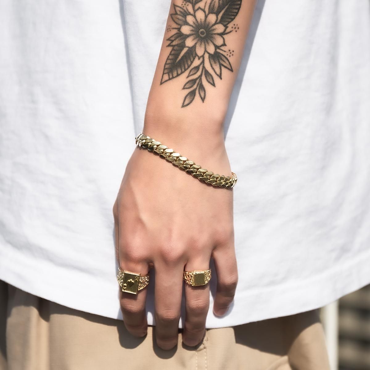 10K イエローゴールド マイアミブレスレット 幅8.2mm 19cm-20cm 定価