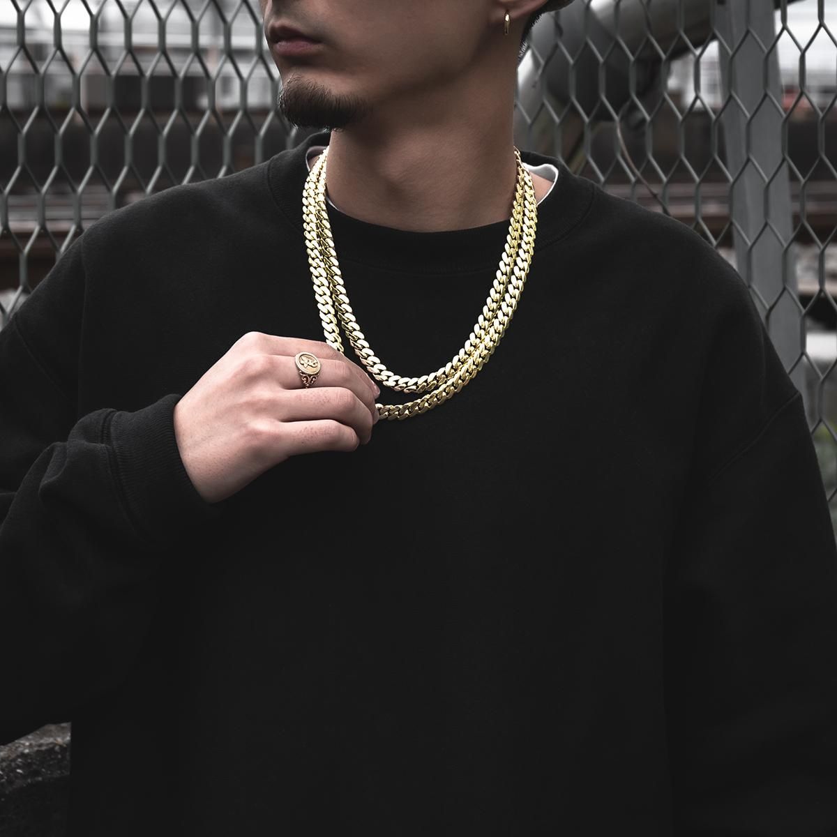 10K イエローゴールド マイアミネックレス 幅9.2mm 45cm-50cm 定価