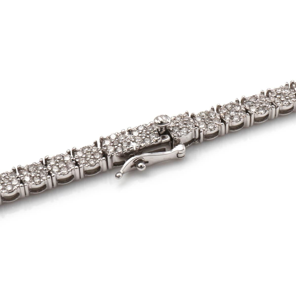 ダイヤモンド 14K ホワイトゴールド ブレスレット 幅3.5mm 19cm