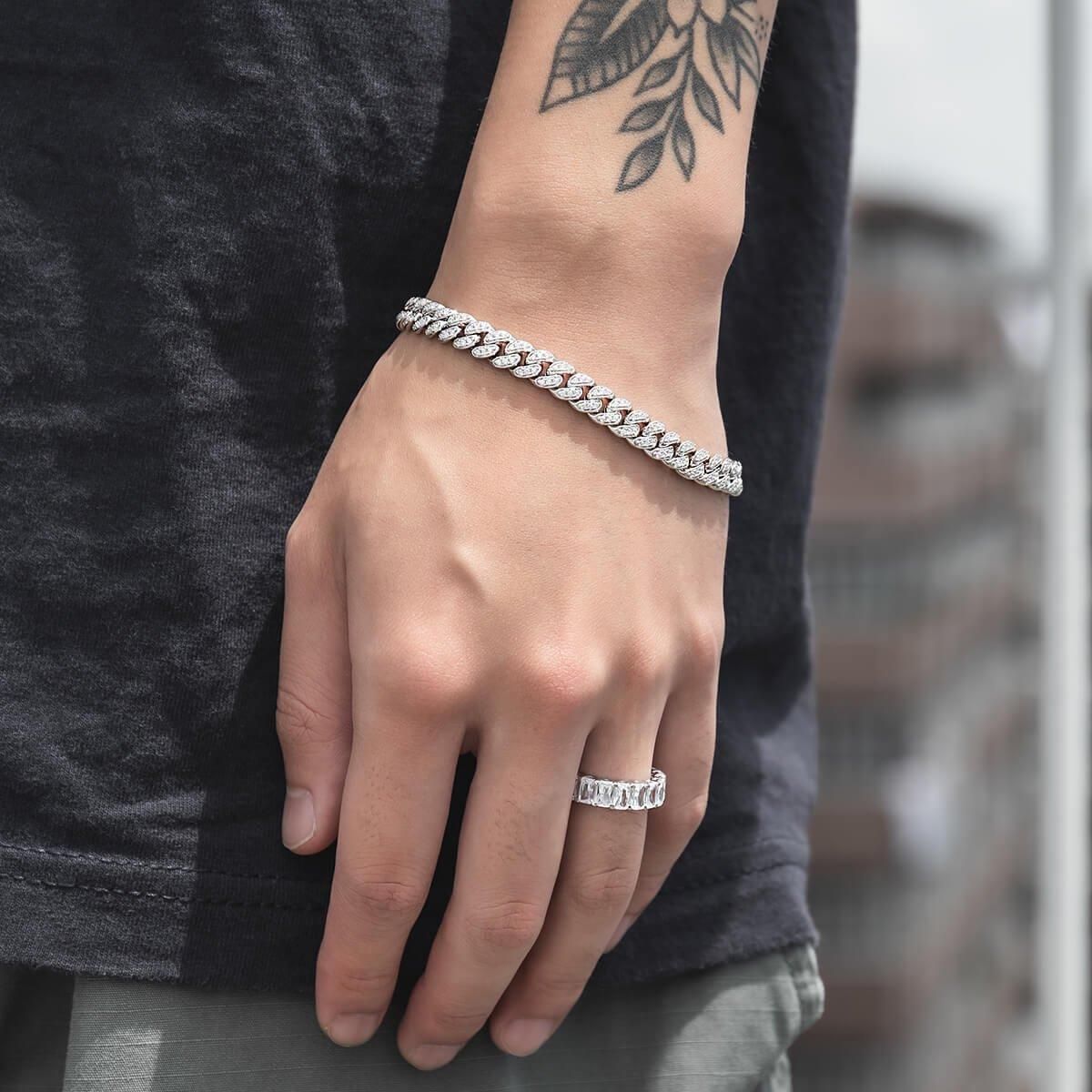 シルバー マイアミブレスレット 幅7mm 18cm-20cm AHB-0101-7MM