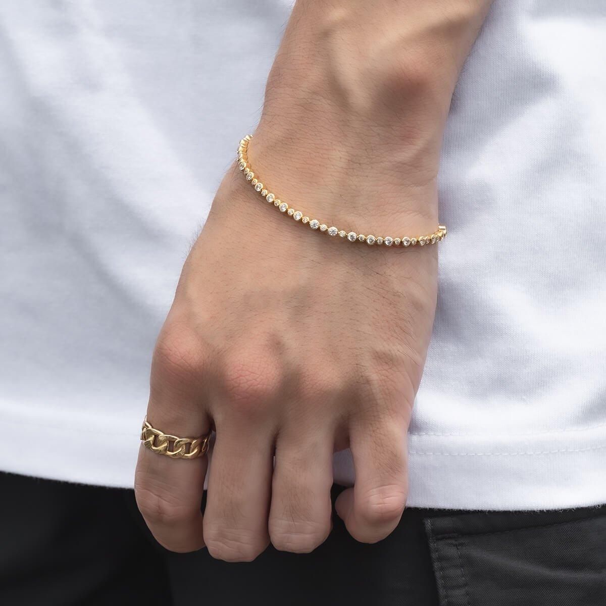 10K イエローゴールド テニスブレスレット 幅3mm 18cm-19cm ALCC117