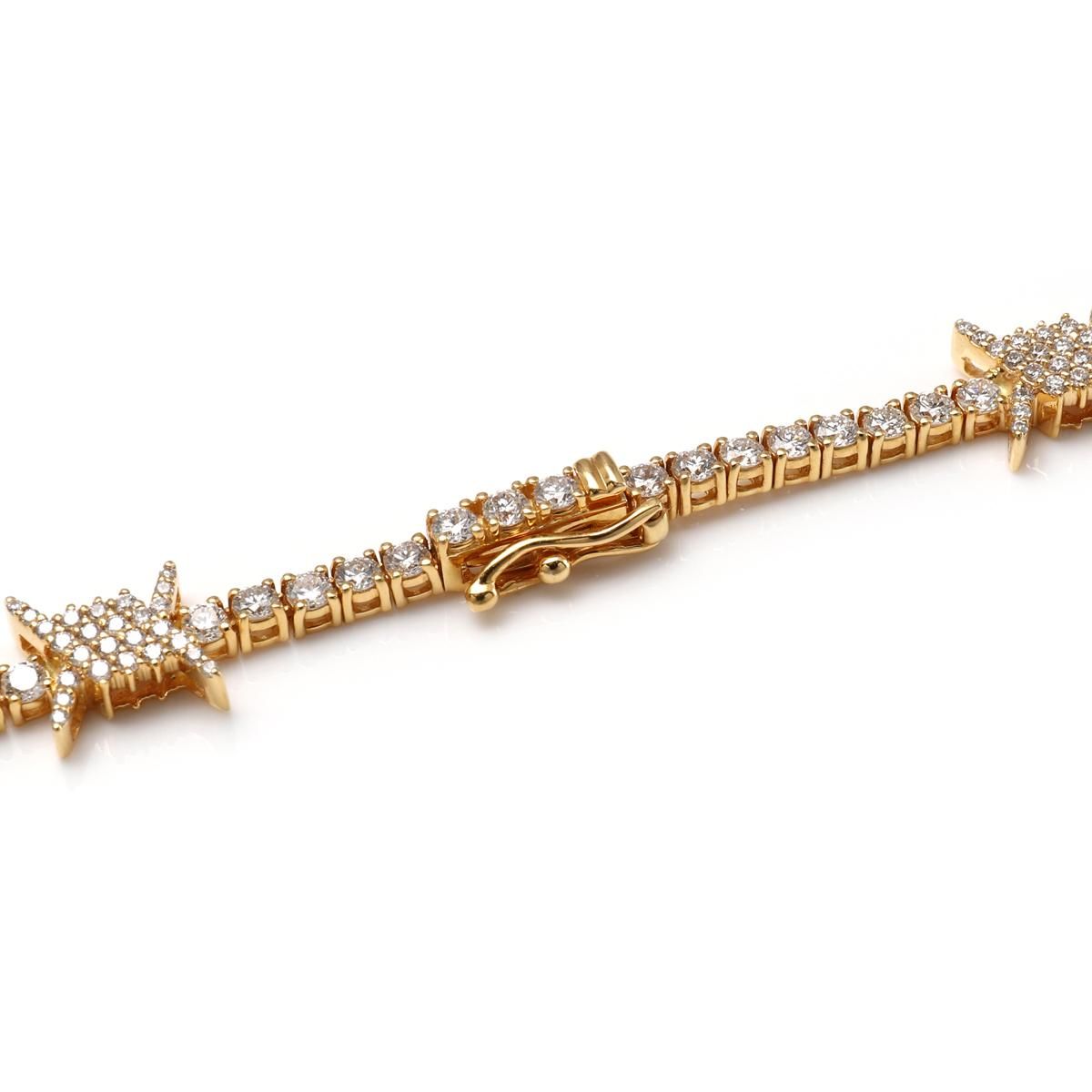 ダイヤモンド 14K イエローゴールド テニスネックレス 幅8mm 47cm