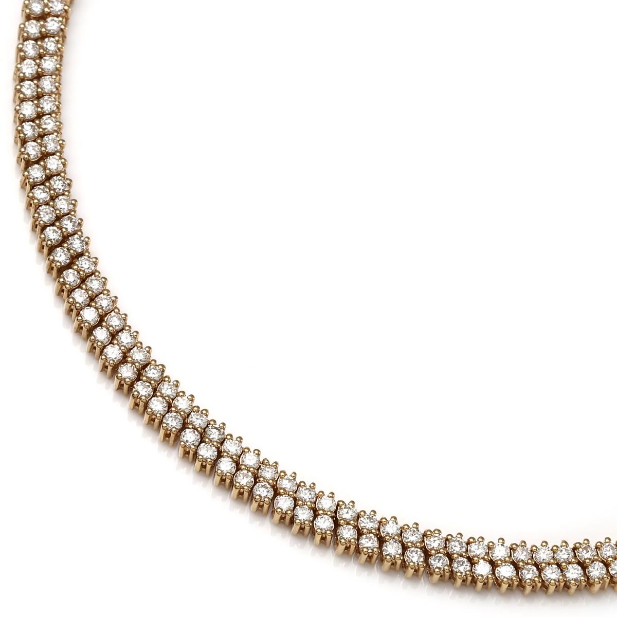ダイヤモンド 14K イエローゴールド テニスネックレス 幅4.2mm 43cm