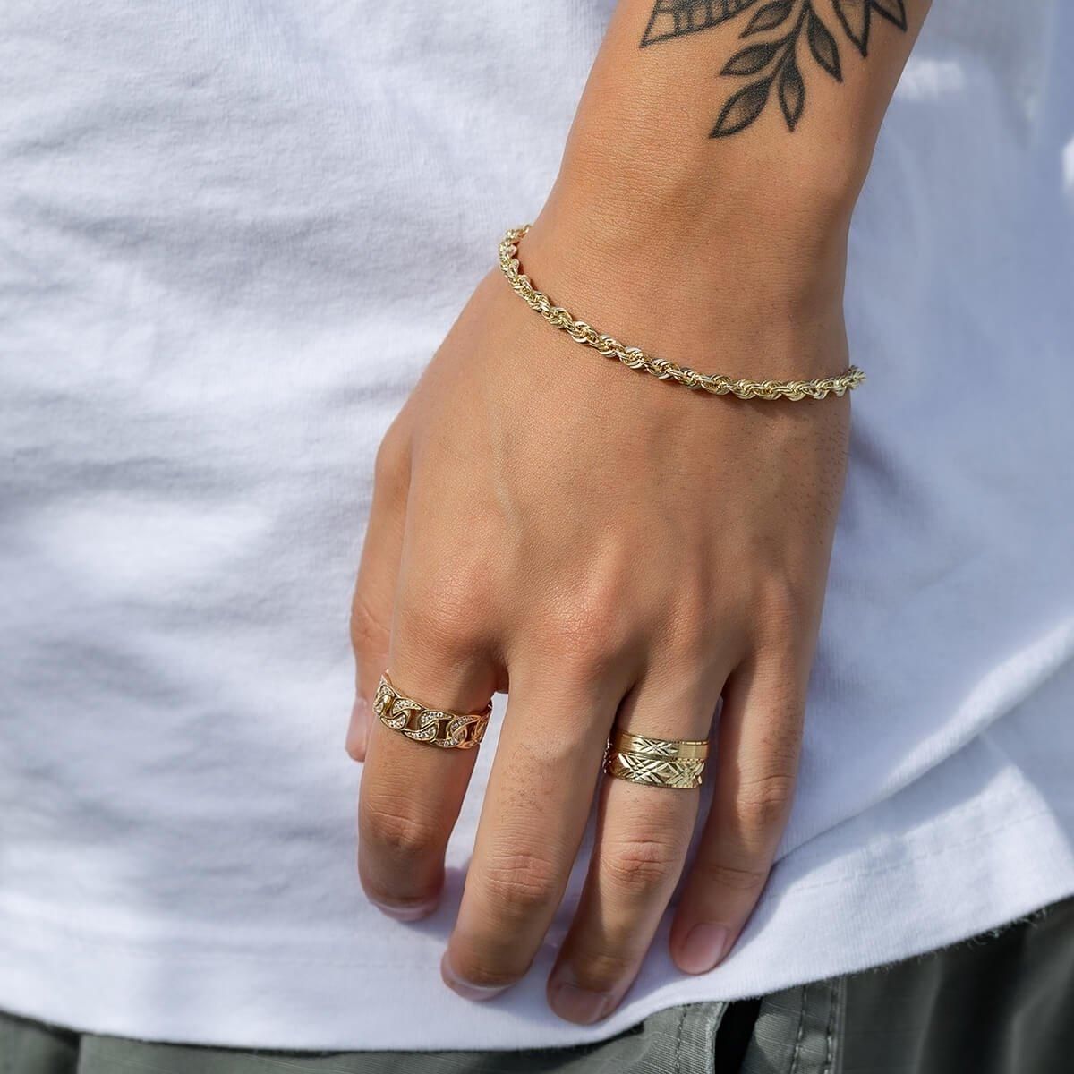 10K イエローゴールド ロープブレスレット 幅3.5mm 19cm-21cm