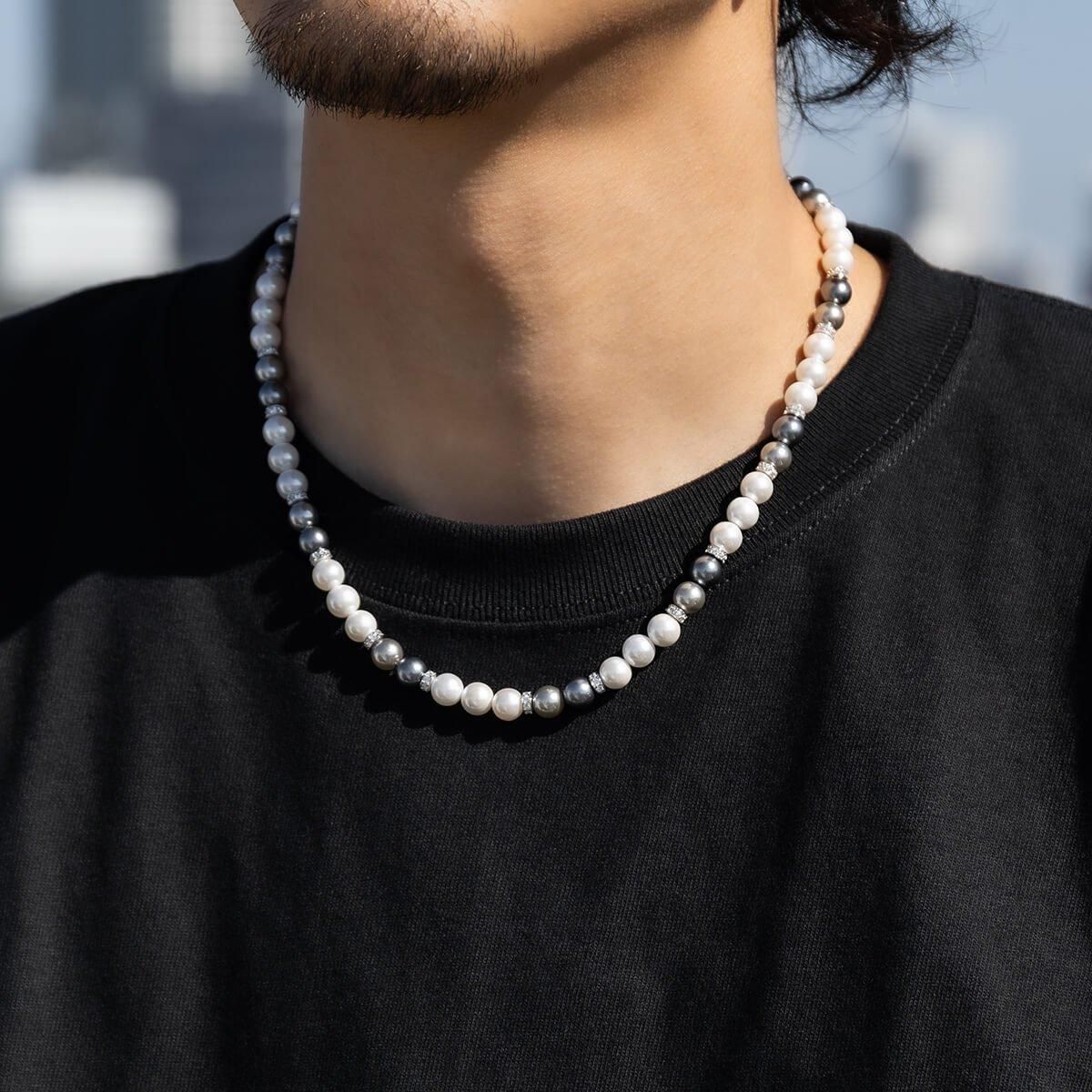 シルバー パールネックレス 幅7mm 45cm-60cm ASPN-002 - AVALANCHE