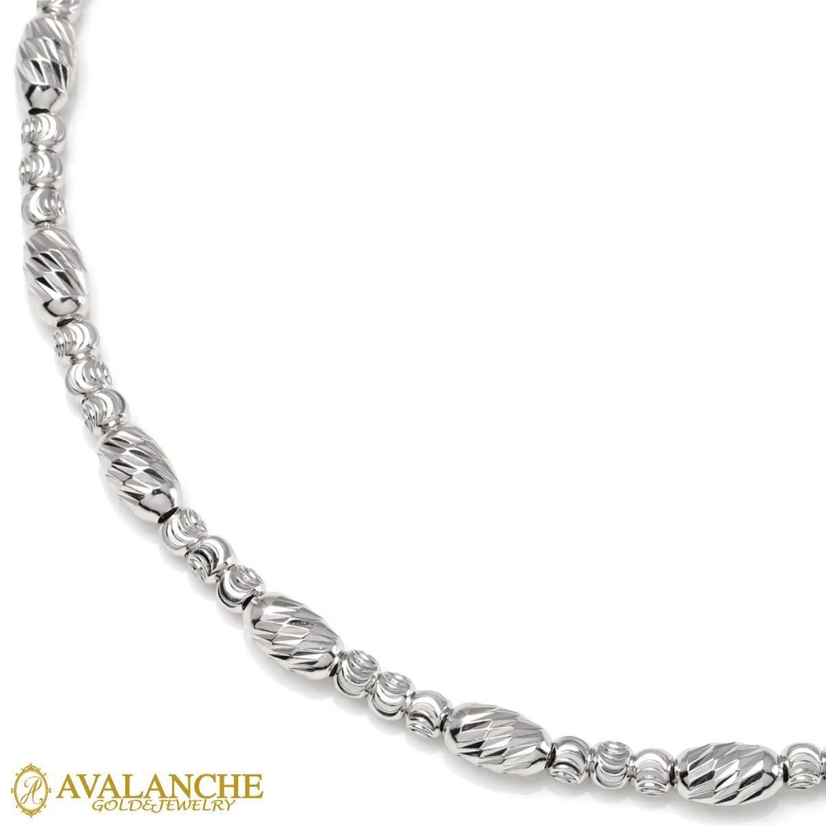 シルバー カットボールネックレス 幅4mm 45cm-60cm CF5016-B